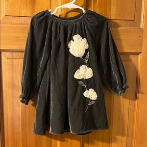 Zara Black Dress with White Floral Design